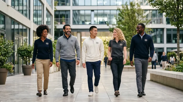 Équipe d'entreprise en polos et pulls personnalisés