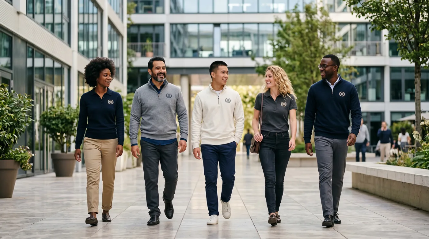 Équipe d'entreprise en polos et pulls personnalisés