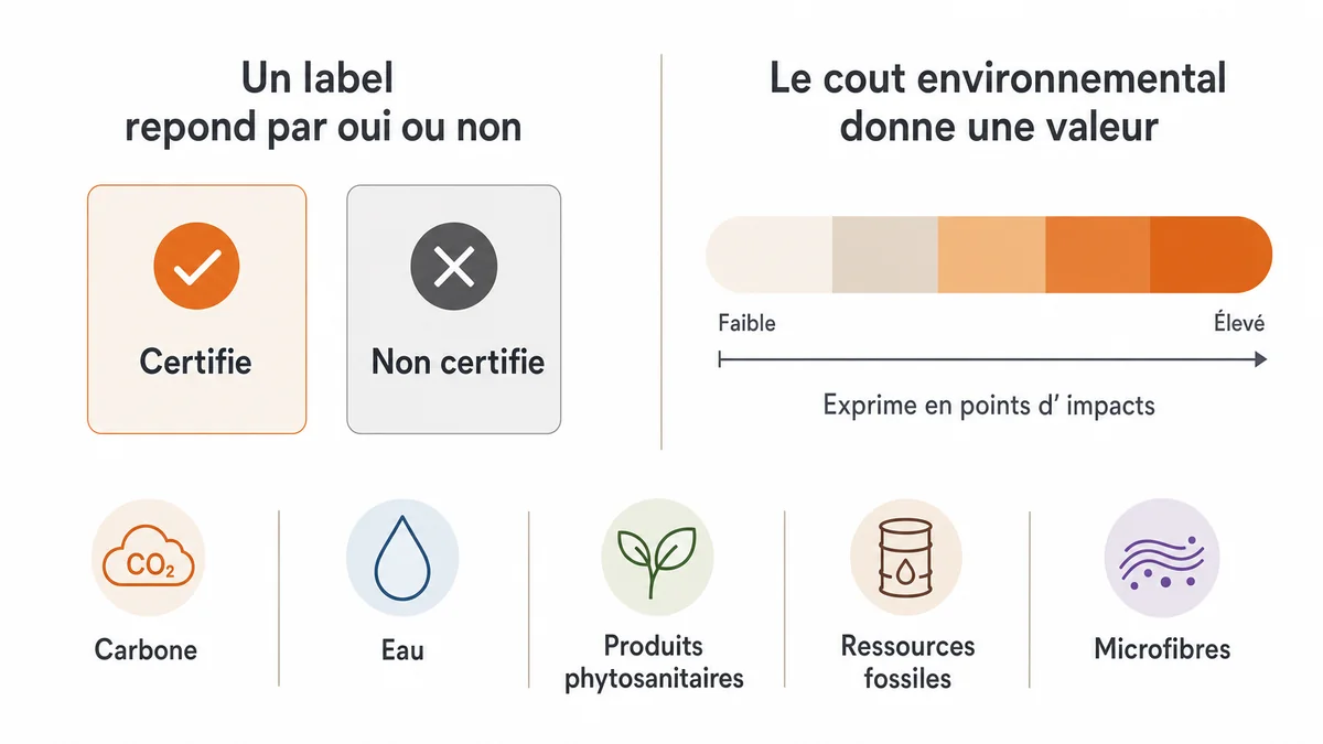 Illustration du coût environnemental d'un vêtement exprimé en points d'impacts